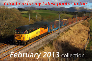 February 2013 collection includes the Hullaba-Looe Pathfinder railtour in Devon and Cornwall, 86259 on the 1Z86, 47853 on a snow train, 37261 and 47501 moving a Northern Belle coach, 37667 & 37409 on engineers, 47580 on Dereham move, 56094 on the logs, '73s' on the MML and 37402 and 37405 moving to Crewe Gresty Bridge.
